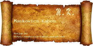 Maskovics Kabos névjegykártya